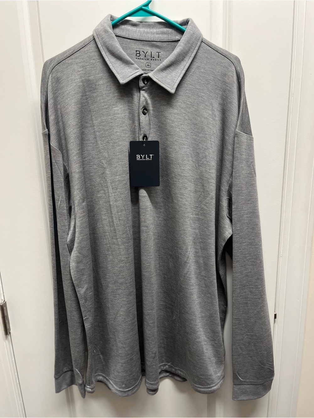 BYLT Shirt Mens 3XL Gray Comfort Wool Long Sleeves Polo Premium Basics NWT